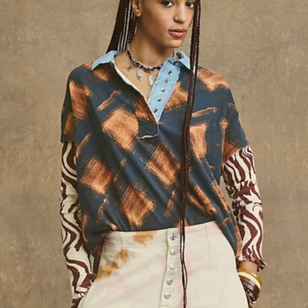 free people gone rogue twofer mixed media layered top M